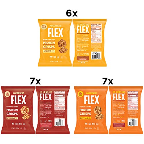 Popcorners Flex Protein Chips Variety Pack, Plant-Based Protein, Gluten Free, 1oz Snack Bags (20 Pack), 20 Count