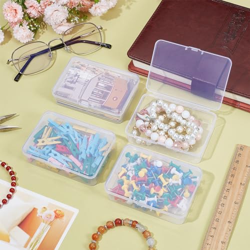 Image of BENECREAT 12 Packs PP Plastic Bead Container Box, 3.7x2.6x1inch Rectangle Storage Organizer Box, Dustproof Case with Hinged Lid for Cards, Beads and Craft Supplies