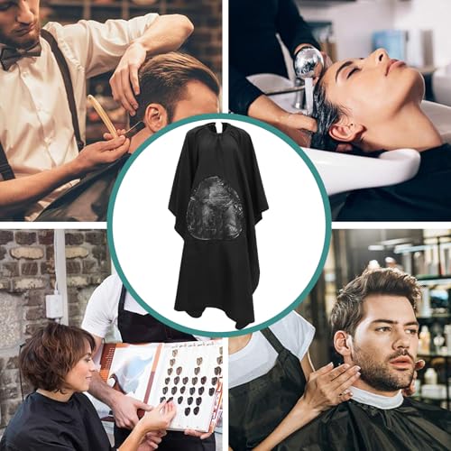 Capa de peluquería impermeable con ventana para corte de cabello, delantal para salón para adultos uso profesional y barbería miniatura 3