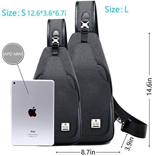 Small Sling Bag Crossbody Backpack Over the Shoulder Bag for Men Women Travel Outdoors, Lightweight Chest Pack (Large,Black)3