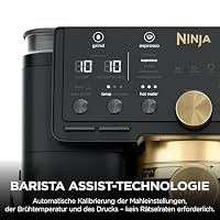 Ninja Luxe Café Pro David Beckham 3-in-1-Kaffeemaschine mit Mahlwerk und Aufschäumer für Latte, Cappuccino, Cold Brew & Espresso, einfache Handhabung, Schwarz und Gold, ES771EUBK – Ansicht 7