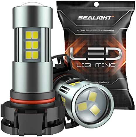 SEALIGHT 5202 LED Fog Lights Bulbs 2504/H16 Type 1(European Type, Not for Japan Vehicle)/PSX24W/9009, DOT Approved, Xenon White 6000K, 27 SMD, 1 Yr Warranty (Pack of 2)