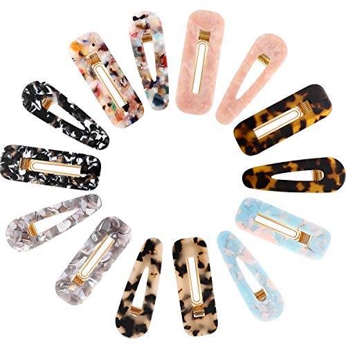 14 Pieces Acrylic Hair Barrettes Leopard Hair Clip Marble Pattern Hair Clips Geometric Acetic Acid Hair Clip for Women Girls