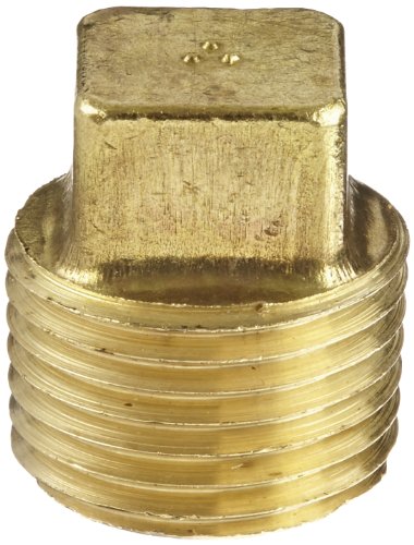 Anderson Metals 56109 Brass Pipe Fitting, Cored Square Head Plug, 1/2