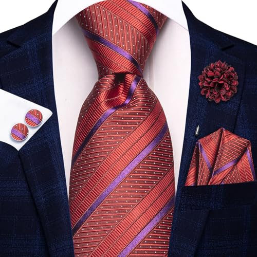 Image of Hi-Tie Men's Silk Ties Formal Woven Classic Necktie Pocket Square Cufflinks Lapel Pin Set Wedding Business