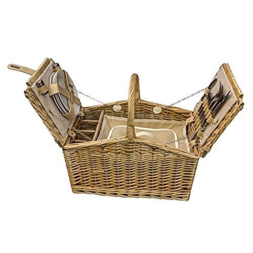 Red Hamper GG010/HOME Butterfly Lidded 4 Person Fitted Farmhouse Picnic Basket