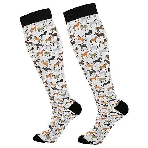 Fisyme Horse Pattern Socks for Men Women, Comfort Warm Athletic Crew Running Hiking Cycling Compression Socks