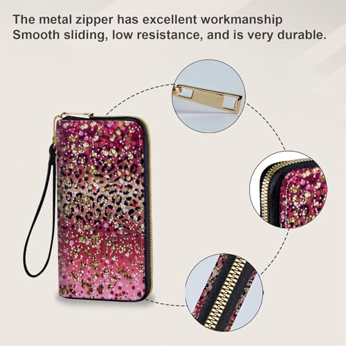 Long Wallet for Women, PU Leather Wristlet Wallet with Zipper Credit Card Holder Business, Stylish Travel Wallet4