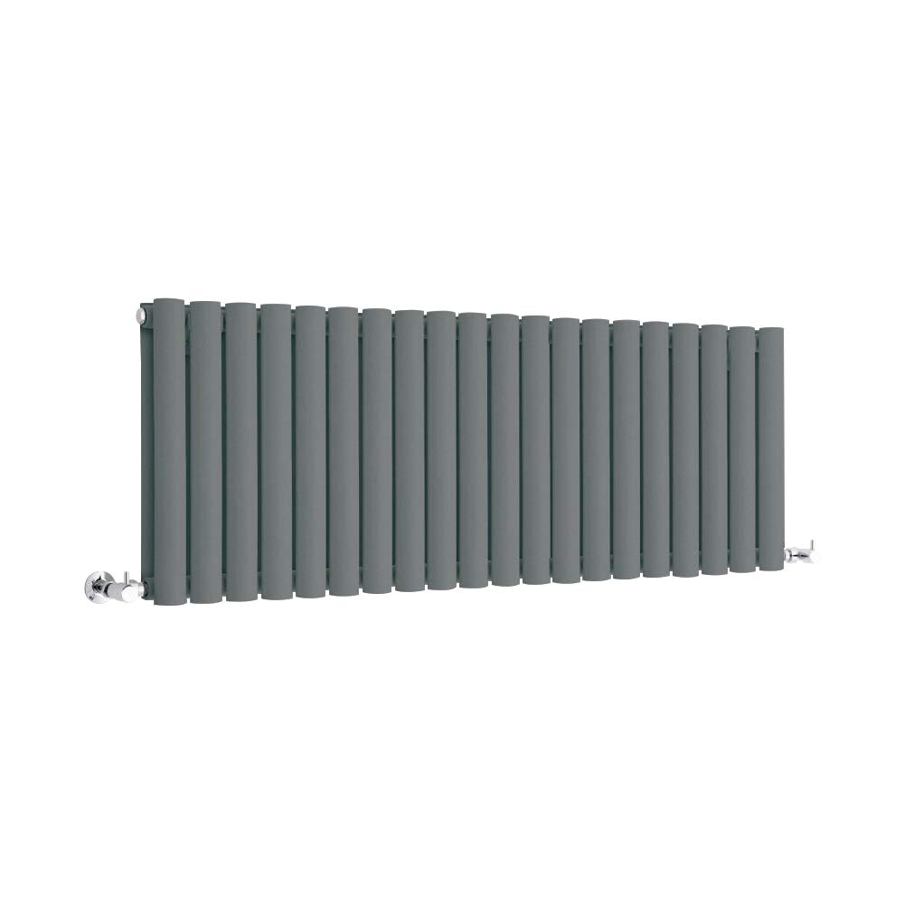 Milano Anthracite Aruba Horizontal Double Oval Panel Radiator - 400Mm X 1180Mm