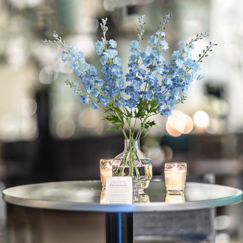 Zytuyo H005-FYC 4Pcs Light Blue Delphinium Artificial Flower 33.5'' Long Larkspur Stem Plant Floral Silk Flowers Faux Bouquets thumb #3