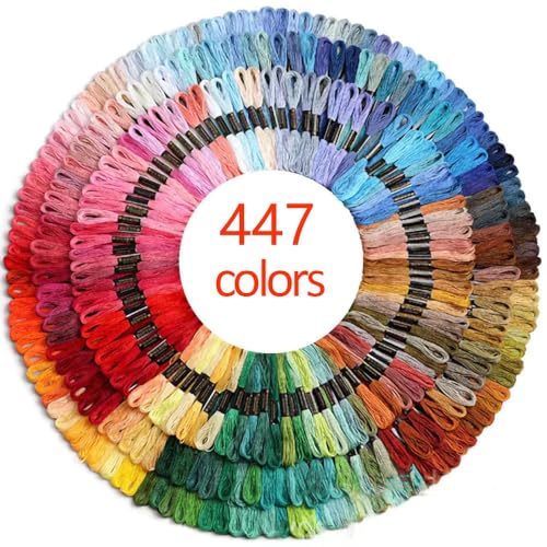 Image of Premium Rainbow Color Embroidery Floss with Cotton for Cross Stitch Threads, Bracelet Yarn, Craft Floss, Embroidery Floss Set (447colors)