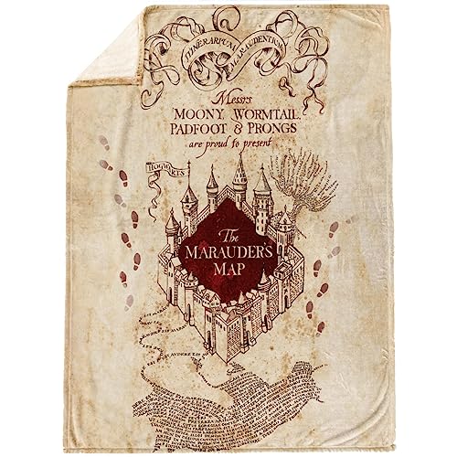 Warner Bros. Harry Potter Marauders Map Throw Blanket - Measures 50 x 70 inches - Fade Resistant Super Soft Fleece Bedding (Official Harry Potter Product) - Image 3
