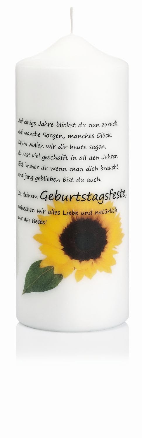 INNA-GLAS Spruchkerze MADDEN, weiß-gelb, 20cm, Ø7,8cm - Made in Germany