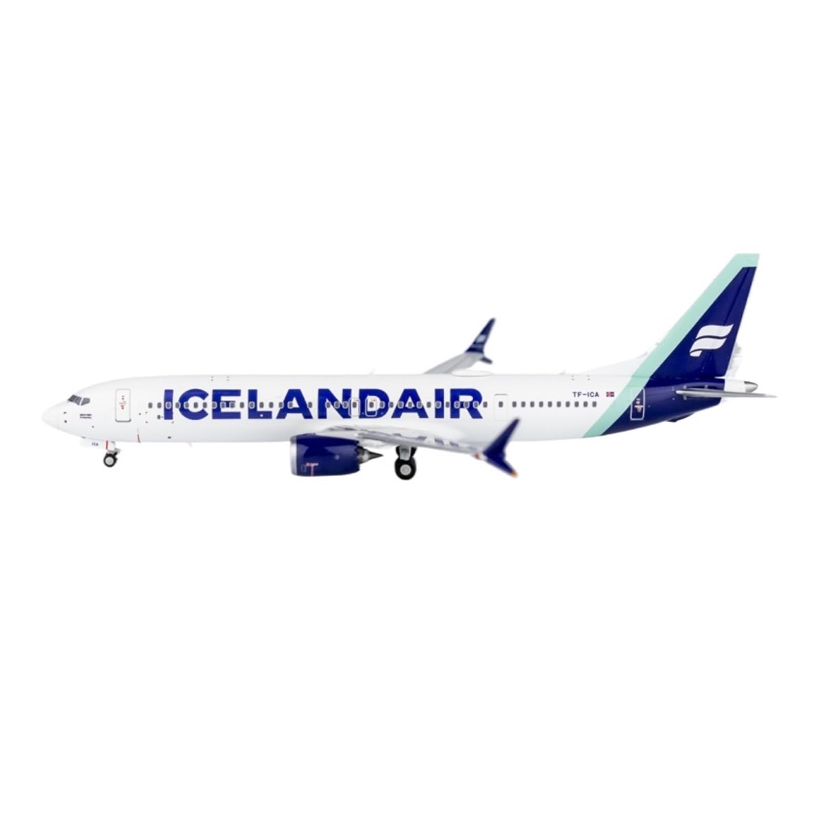 1/400 dla B737 MAX9 Islandia biały Mini aluminiowy model samolotu skala ozdoba niespodzianka dla zestawu do budowania modeli rodzinnych