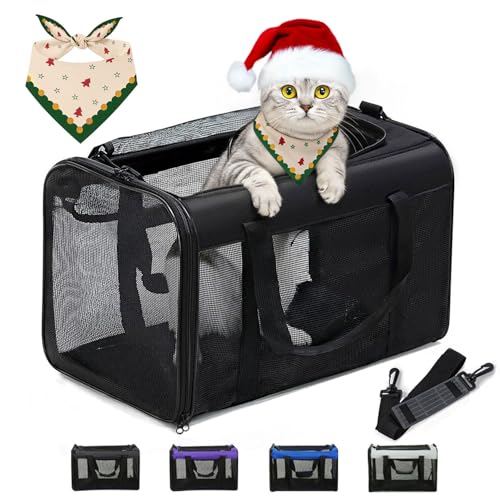 Conlun - Conlun Cat Carrier Bag,Soft-Sided Pet Carriers for Dogs with 4-Sided Mesh,Airline Approved Cat Transport Carrier for Small&Medium Cats Kitten Puppy Up to 6Kg,Collapsible Cat Travel Carrier-M,Black
