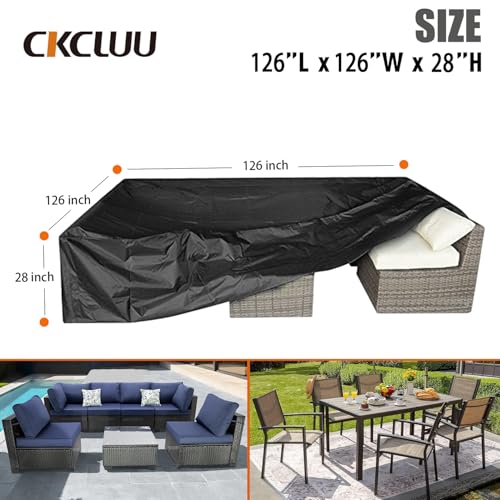 Image of Patio Furniture Set Cover Outdoor Sectional Sofa Set Covers Outdoor Table and Chair Set Covers Water Resistant Extra Large 126 inch L x 126 inch W x 32 inch H