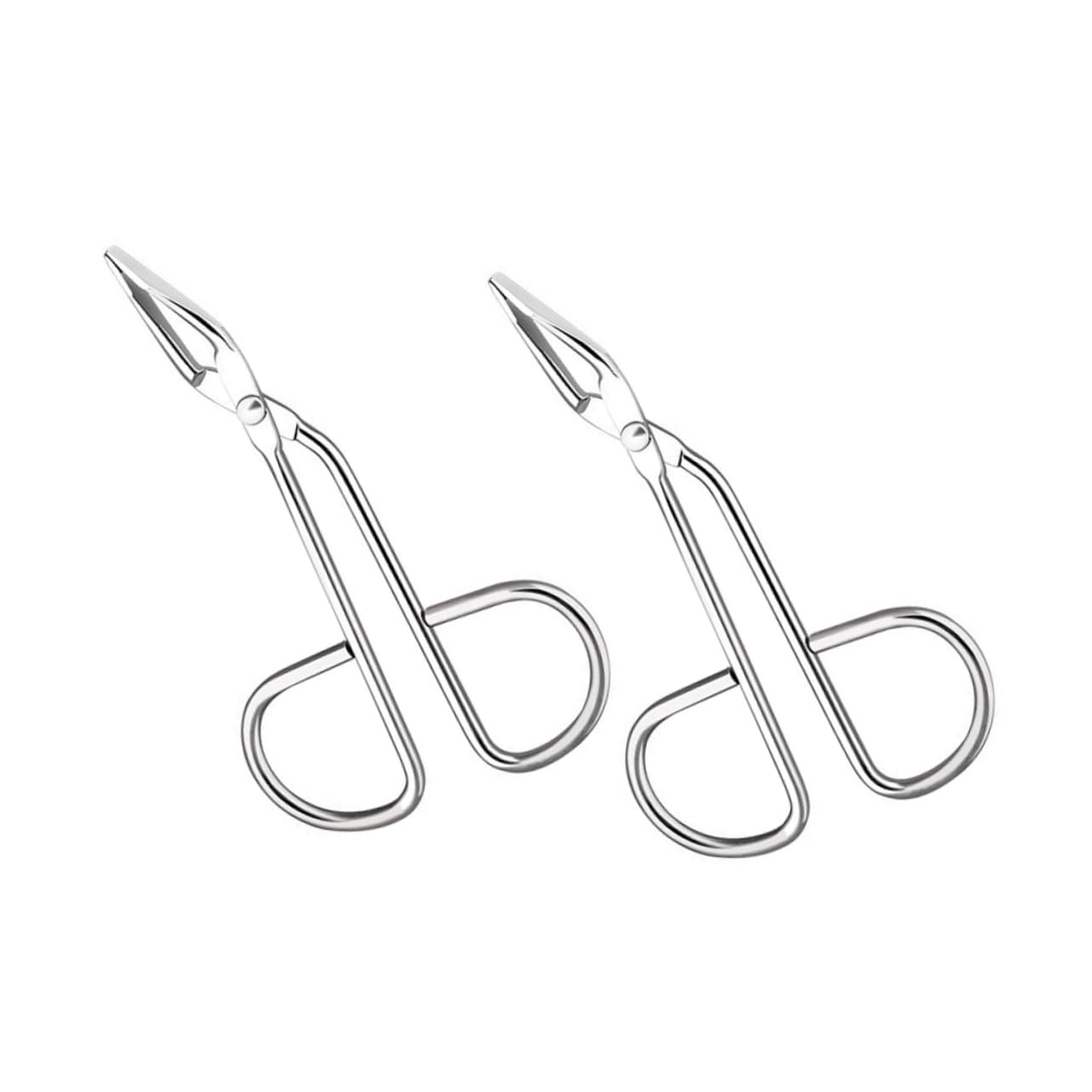 PACKOVE 2pcs Eyebrow Tweezers for Women Stainless Steel Scissor Tweezers Slanted Tip for Lash Brow Care