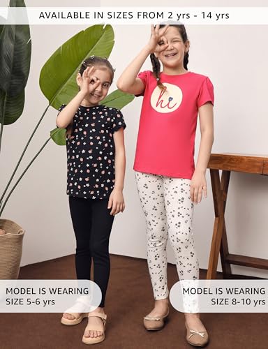 Image of Amazon Brand - Symbol Girl's Cotton Ribbed Stretchable Leggings | Ankle Length | Aged 2-14 Years