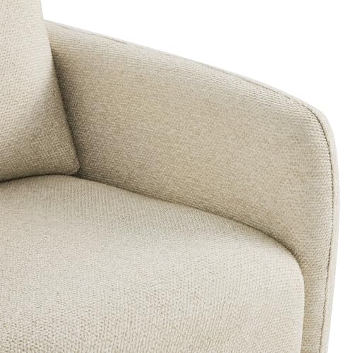 Image of Modern Swivel Accent Chair, 360 Rotating Round Barrel Armchair with Performance Fabric Upholstery for Living Room, Bedroom, Office, Reading Nook, Set of 2,Oatmeal