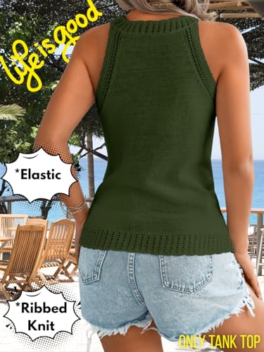 Image of ChiaoLezhee Women's Summer Knit Tank Tops, Racerback High Neck Lightweight Sweater Vest, Dressy Casual Outfits