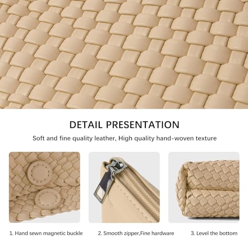 Woven Handbag for Woman Vegan Leather Shoulder bag and Purse Small Fashion Shopper Totes Ladies Underarm Bags4