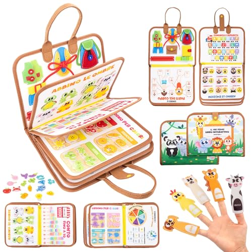 BUMBIMBO Valigetta Montessori Interattiva Bambini 2 3 4 5 6 anni Libro Montessori Busy Board è un pannello sensoriale interattivo Questa valigetta, basato sul metodo Montessori italiano