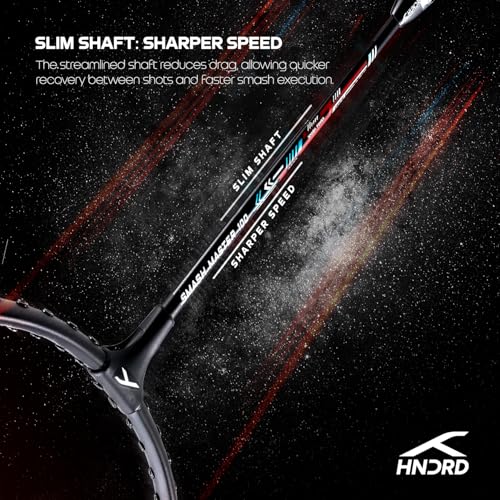 Image of Hundred Smash Master 100 Strung Badminton Racket with Full Racket Cover | for Intermediate Players(Black /Red)