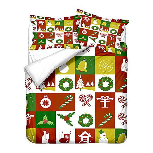Weihnachtsbettwäsche Microfaser 30 Surwin Bettwäsche Weihnachten Set Rentiere und Schneeflocke Muster...