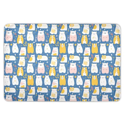 Mr &mrs Bear Peach Blue Toddler Highly Absorbent Pets Potty Training Mat Skin-Friendly Incontinence Pads for Baby Toddler Children , 52