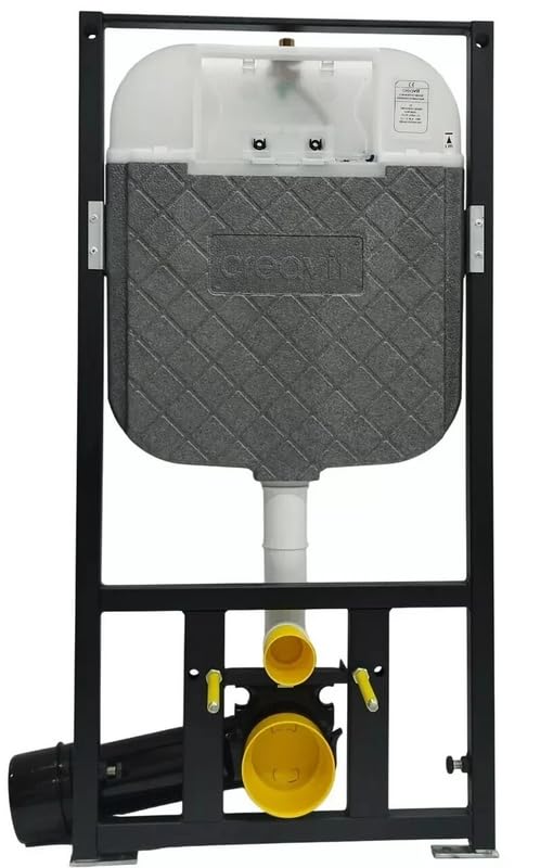 Wand WC Komplettset VIGOUR one mit CREAVIT Vorwandelement | Unterputz-Spülkasten, WC-Sitz mit Edelstahl-Scharnieren, Terra Betätigungsplatte, 2-Mengen-Spülung & Montagematerial, Weiß