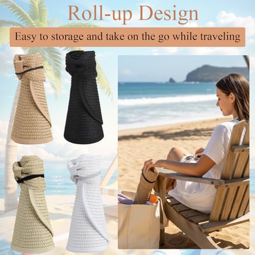 Visera plegable de paja para mujer con ala ancha miniatura 3