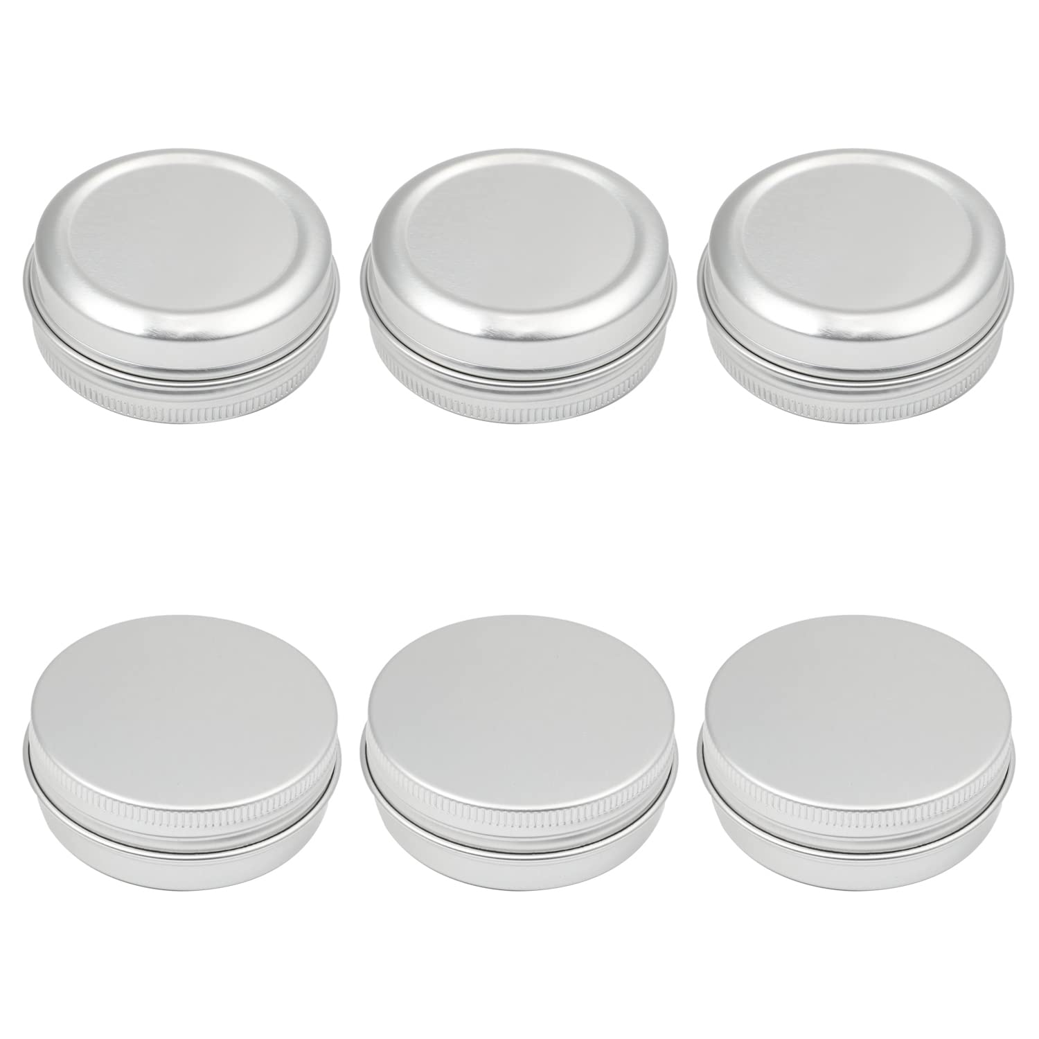 Othmro 6Pcs 1oz Metal Round Tins Aluminum Tin Cans Jar Refillable Containers 30ml Tin Cans Tin Bottles Containers with Screw Lid for Salve Spices Lip Balm Tea Candies White 50×20mm