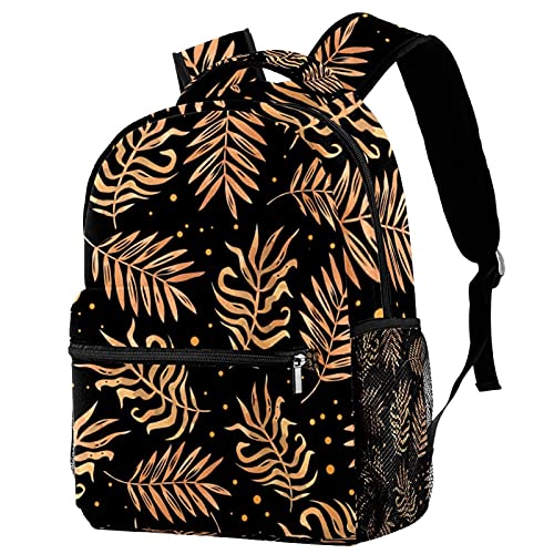 Sac à dos voyage feuilles tropicales pour filles et garçons avec porte-bouteille intégré
