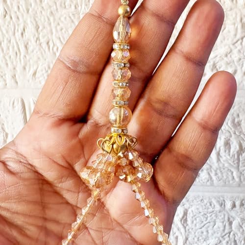 Image of Adikala Craft Store Handmade Ethnic Latkan Tassel Set of 2 for Saree Pallu, Blouse, Suits, Dupatta, Lehenga Decor (Golden Cushion)