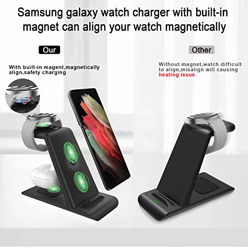 Upgraded Wireless Charging Station Compatible For Samsung Wireless Charger Magnet Galaxy Watch 5 Pro/4/3 Active 2/1 Galaxy S23/22/S21/S20/S10/E/Note 20/10/9/Z Flip 4/3 Fold 4/3 Galaxy Buds2 Pro/Live #TOP4