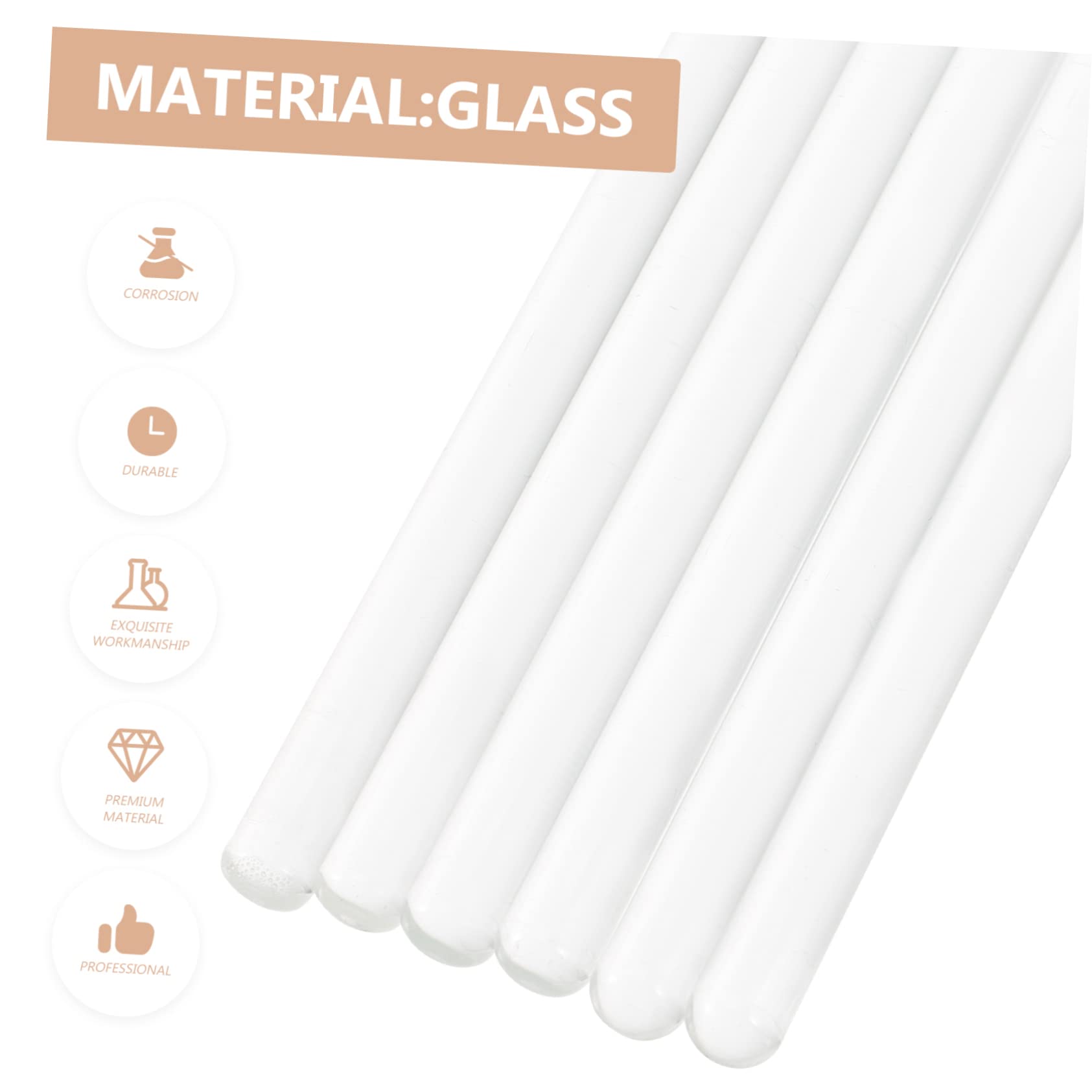 OUNONA 6pcs Stirring Sticks Glass Stir Rod with Both Ends Round Science Stir Rod Glass Stir Sticks for Labs