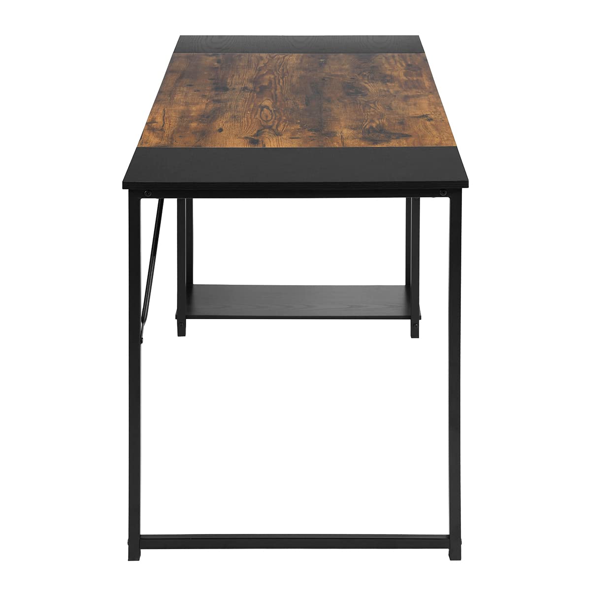 FurnitureR - Mesa de Dibujo Industrial (120 cm, Bandeja Bicolor, Retro, marrón y Negro, 2 estantes Laterales para Suministros, Ajuste de Altura, Ideal Taller, creación o Oficina en casa