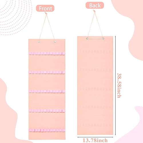 Miniatura 2 de Tudomro Soporte para diadema colgante para niñas, organizador de diadema de fieltro con 60 bandas elásticas, colgador de lazo para el cabello de