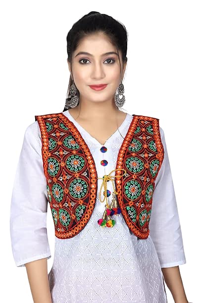 Shivam Fashion,Embroidery Ethnic Jacket for Women(Medium- Length-16, Chest (Burst)-38 Inch) Black-picture-23