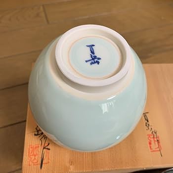 ⑦ 松本城御用窯六代目陶工　木村万岳作 青白磁  茶碗 Amazon.co.jp: ⑦ 松本城御用窯六代目陶工 木村万岳作 青白磁