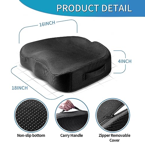 Wheelchair Seat Cushion - High Density Memory Foam and Inner Springs Comfort Support Without Flatten - Mobility Scooter Accessories - Large Chair Pad Pain Relief for Adults & Seniors - Image 3