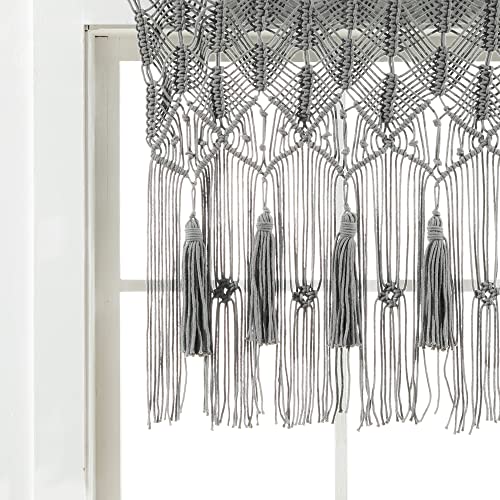 Cenefa de algodón bohemia Lush Decor, ideal para decorar tu cocina o paredes con estilo gris 6