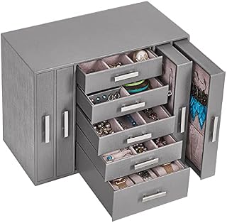 ANWBROAD Large Jewellery Box Jewellery Box Organiser for Women with 9 Drawers for Necklaces Eardrops Rings Jewellery Storage Box Christmas Gift JJB017H