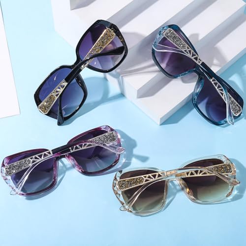 Image of DragonflyDreams Women Large Sunglasses, UV 400 Glasses | Oversized Classic Trend Ladies Sunglasses Sparkling Large Frame