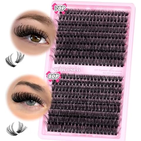 wiwoseo Cluster Eyelash Extensions Fluffy Lash Clusters 360pcs Thick Volume 10-18MM Individual Lashes Fluffy Eyelash Clusters Russian Eyelash Extensions 70D+80D Fluffy Lash Extension for DIY at Home Cover