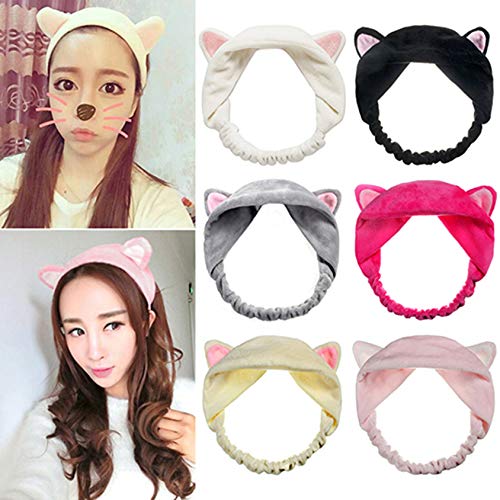 Bluelans 5pcs/pack Cute Cat Ear Hair Band For Women Wash Face Makeup Running Sport Headbands
