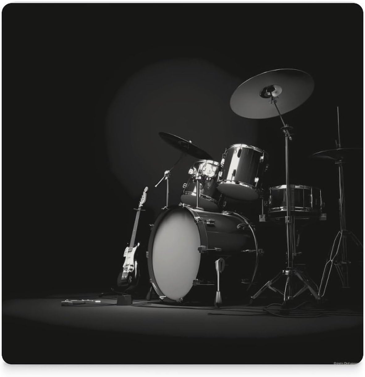 Drum Kit Musical Coaster for Drinks Square Ceramic Table Coasters Stone Mat Crafts 6PCS Home Kitchen Decor