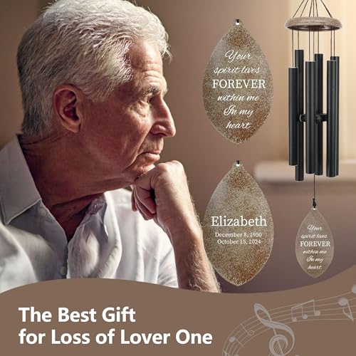 Image of ASTARIN Personalized 35 inch Wind Chimes for Loss of Loved One, Memorial Wind Chimes for in Memory of Mom Dad, Sympathy Gifts for Loss, Metal Windchime Outdoor, Produced in Texas