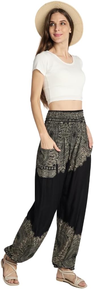 Tranquil Threads High-Waisted Boho Harem Yoga Pants for Women image 3