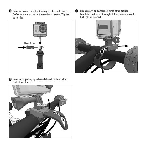 Arkon Gopro Bike Motorcycle Handlebar Strap Mount For Gopro Hero Action Cameras Retail Black #TOP5